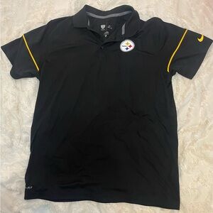 Nike Dri Fit Pittsburgh Steelers Black Polo Shirt with Yellow Highlights